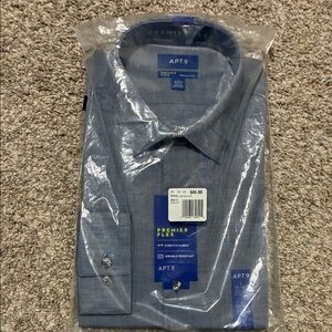 Apt. 9 Premier Flex Men's Blue/Gray Dress Shirt Large 16-16 1/2 32/33
